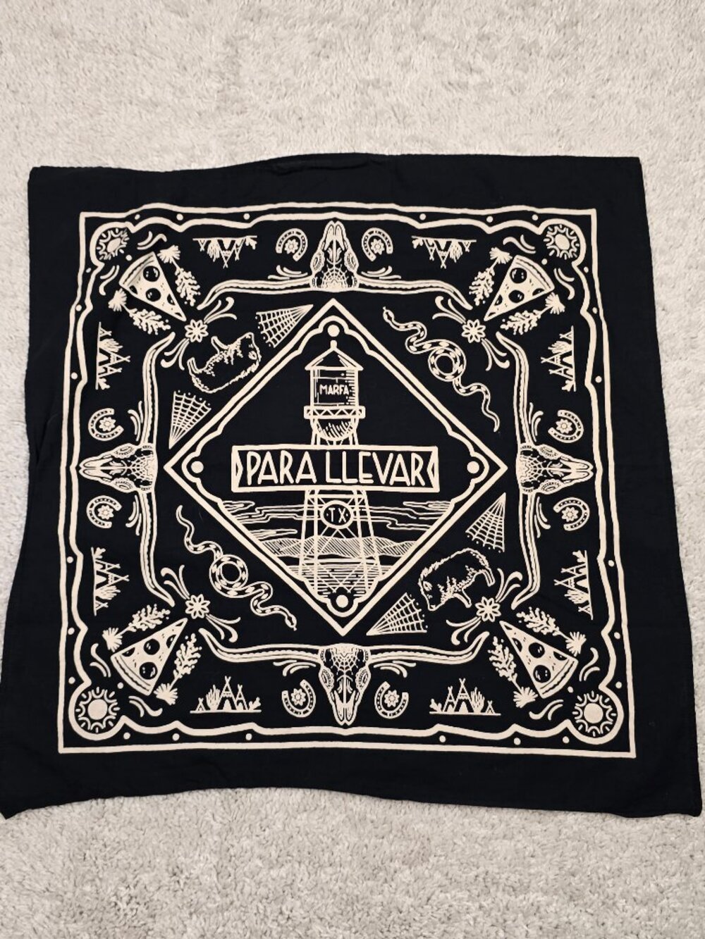 El Cosmico Marfa Para LLevar Bandana Authentic from Hotel Pizza Texas USA VTG